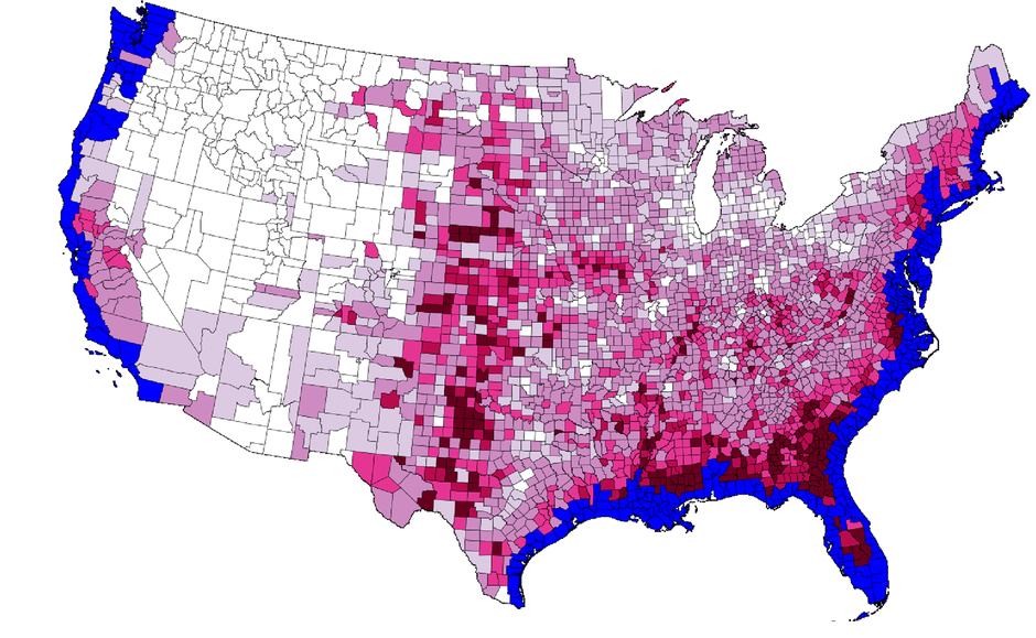 Map Of Us If Sea Levels Rise - Tasha Fredelia